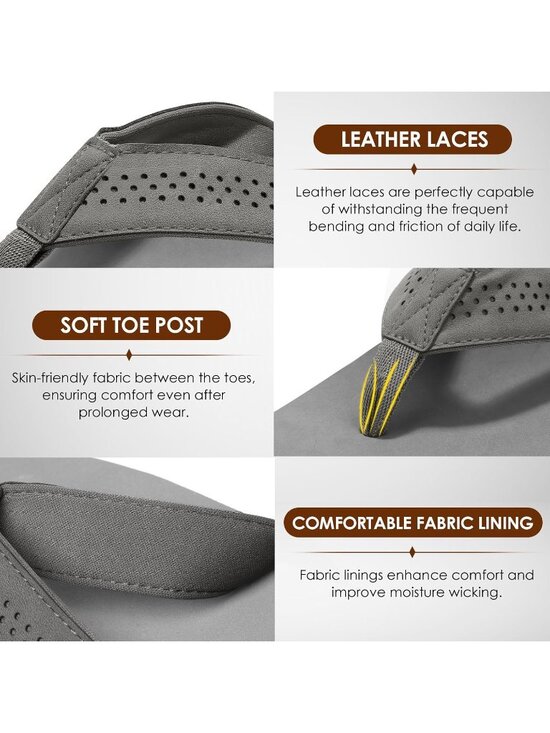 Men\'s Grey Flip Flops With Arch Support Comfortable Yoga Mat Sandals Casual